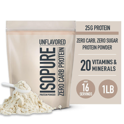 Isopure Unflavored Protein, Whey Isolate, 25g Protein, Zero Carb & Keto Friendly