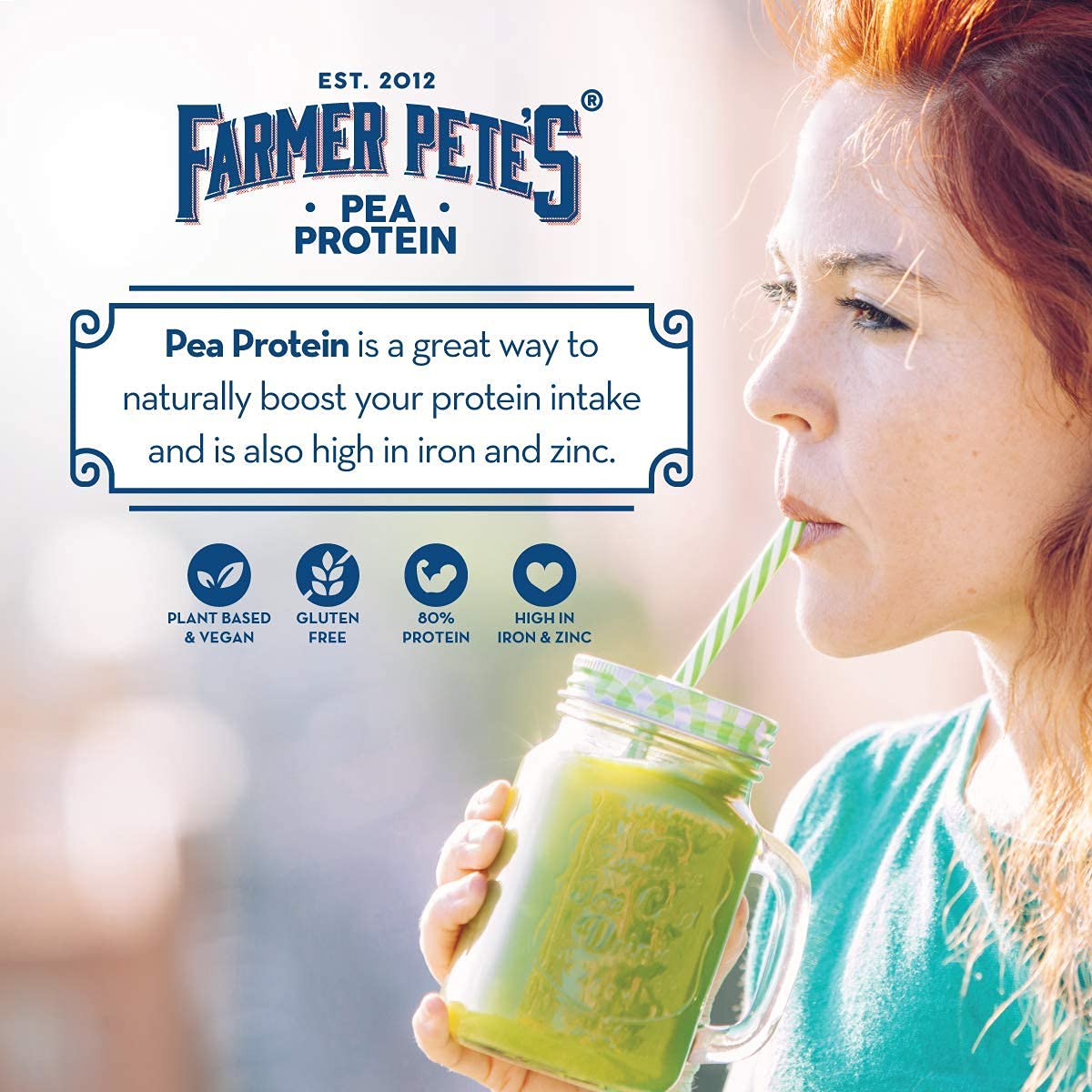 Farmer Pete's Pea Protein Powder 1kg - Dairy Free, Gluten Free, Natural Plant Based Vegan Protein Powder Isolate (1kg)