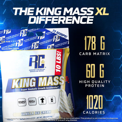 Ronnie Coleman Signature Series King Mass XL Mass Gainer Protein Powder, Muscle