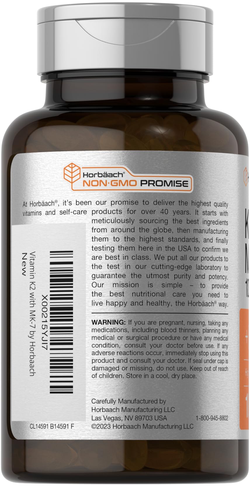 Horbäach Vitamin D3 K2 | 5000iu of Vitamin D & 100mcg MK-7 Complex | 180 Softgel Cap