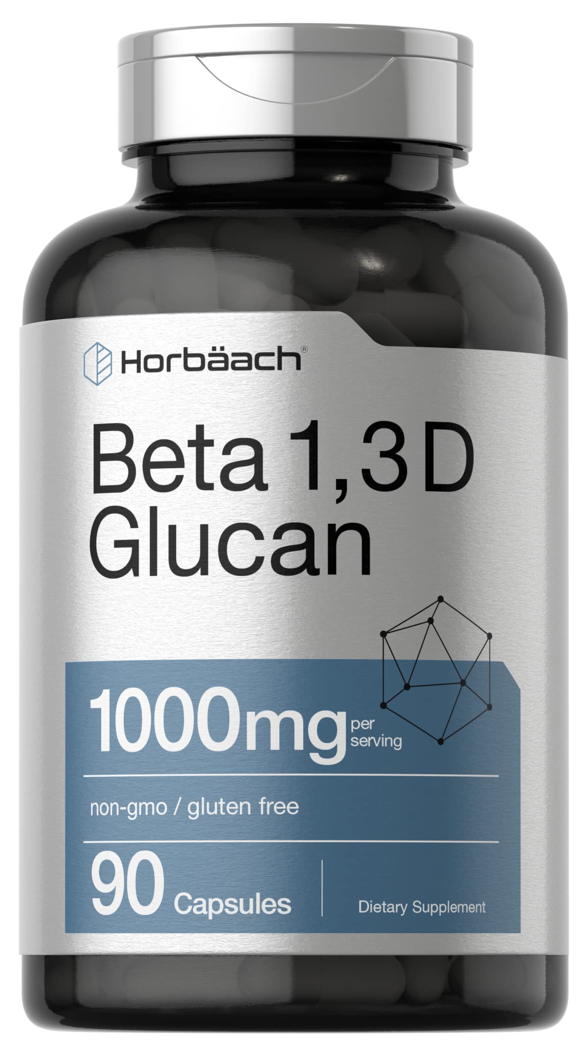 Beta Glucan 1 3D 1000 mg | 90 Capsules | Beta 1,3, 1,6 D Glucan | Non-GMO, Gluten Free 