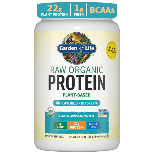 Garden of Life Organic Vegan Unflavored Protein Powder 22g Complete Plant Based Raw 