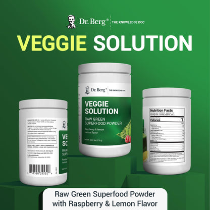 Dr. Berg's (Veggie Solution) Organic Super Greens Powder w/Spirulina - Raw Green