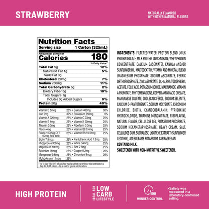 SlimFast Protein Shake, Strawberry- 20g Protein, Meal Replacement Shake Ready to Drink