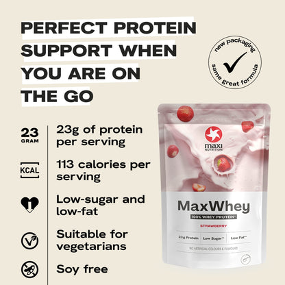 MaxiNutrition - MaxWhey - Whey Protein Powder Strawberry - Low-Fat - Low Sugar