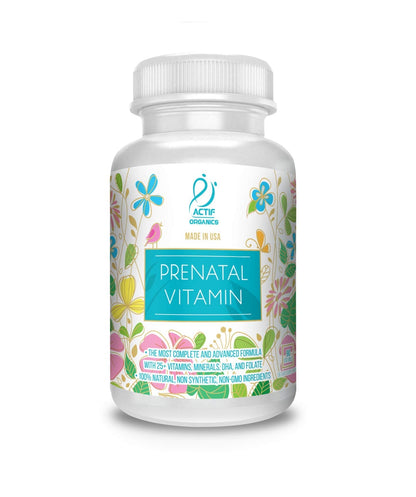 Actif Organic Prenatal Vitamin with 25+ Organic Vitamins, 100% Natural, DHA, EPA, Omega 3