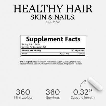 Bliss Serenity Biotin 10000mcg - Max Strength Biotin Supplement - Hair Skin and Nails Vitamins