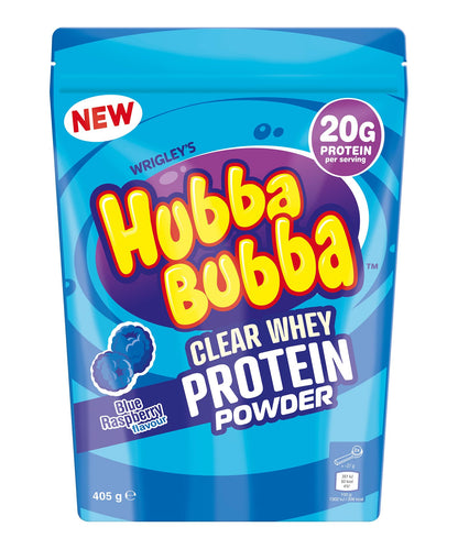 Hubba Bubba Blue Raspberry Clear Whey Isolate, Protein Powder Drink, 405g Pouch