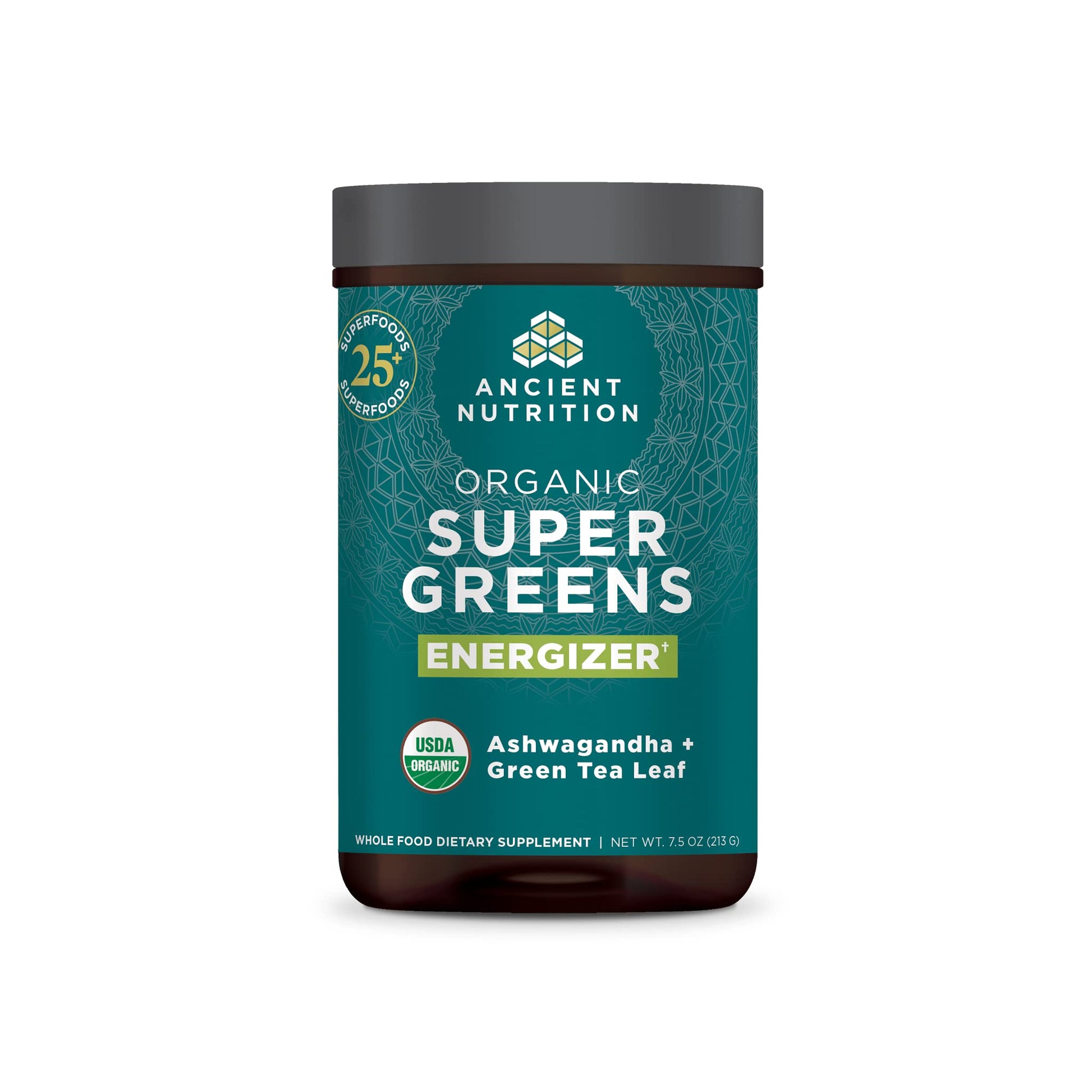 Ancient Nutrition Supergreens Energizer Powder, Organic Superfood Powder with Caffeine