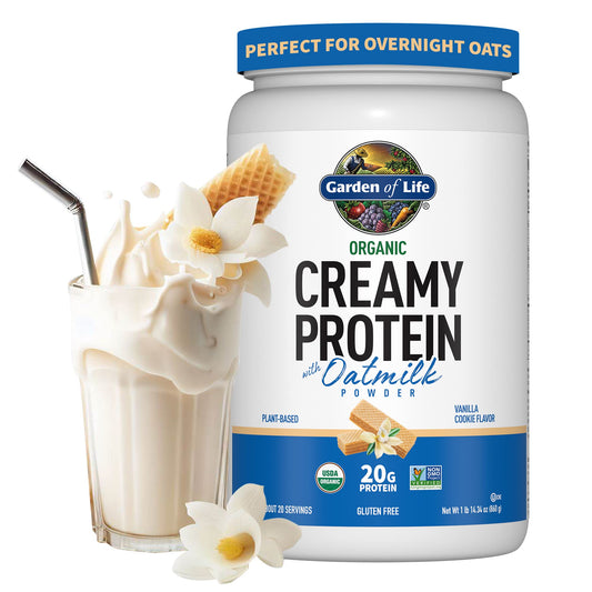 Garden of Life Creamy Vanilla Cookie Protein Powder + Oatmilk 20g Organic Vegan Plant 