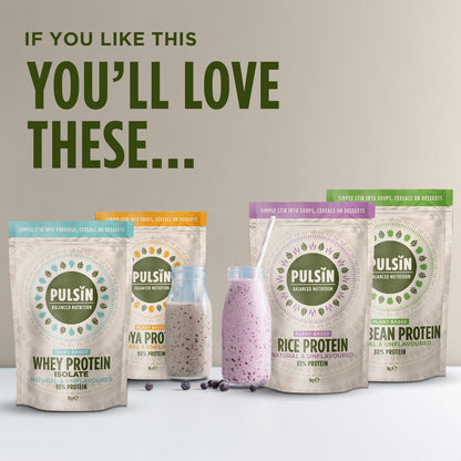 Pulsin - Natural & Unflavoured Vegan Rice Protein Powder - 1kg - 8.1g Protein, 0.4g Carbs, 43 Kcal Per Serving