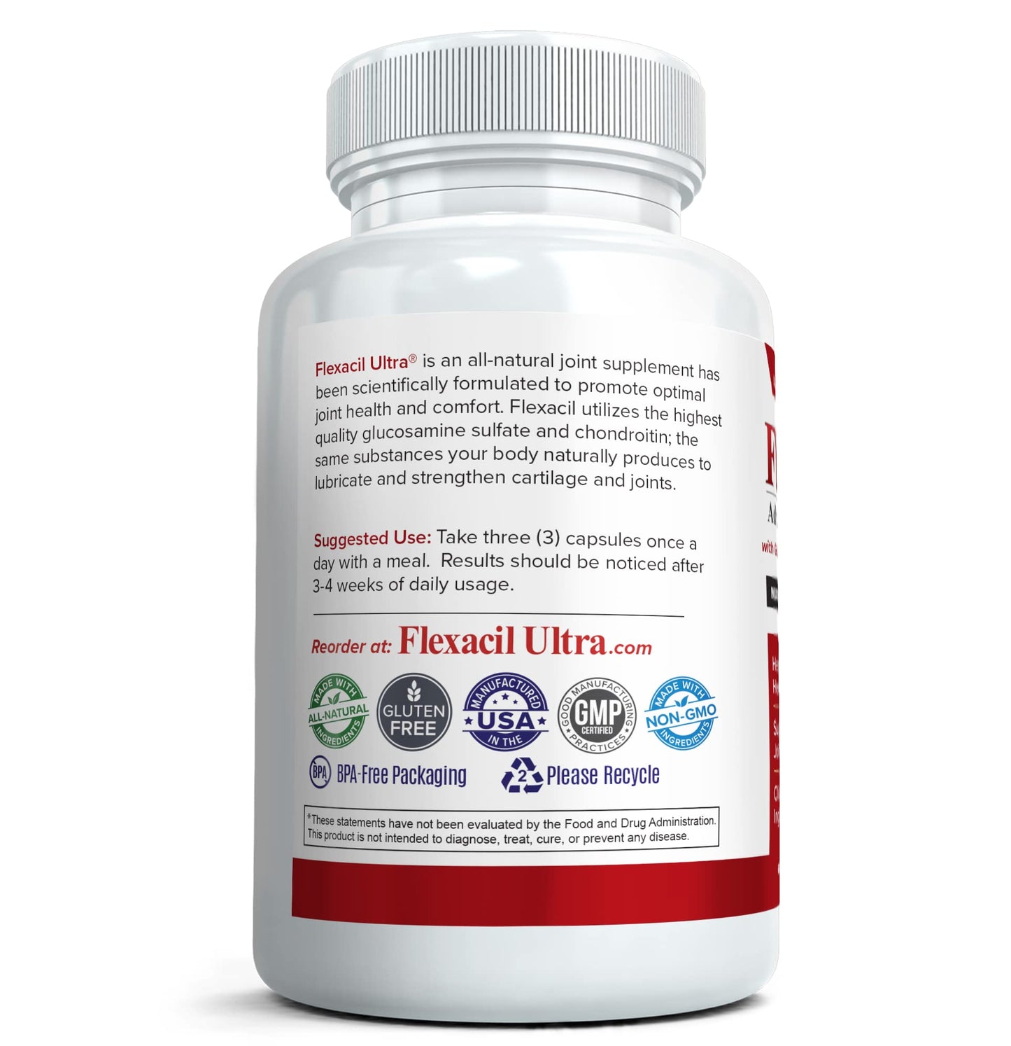 Flexacil Ultra (3 Bottles) Maximum Strength Joint Health & Support Supplement | Glucosami