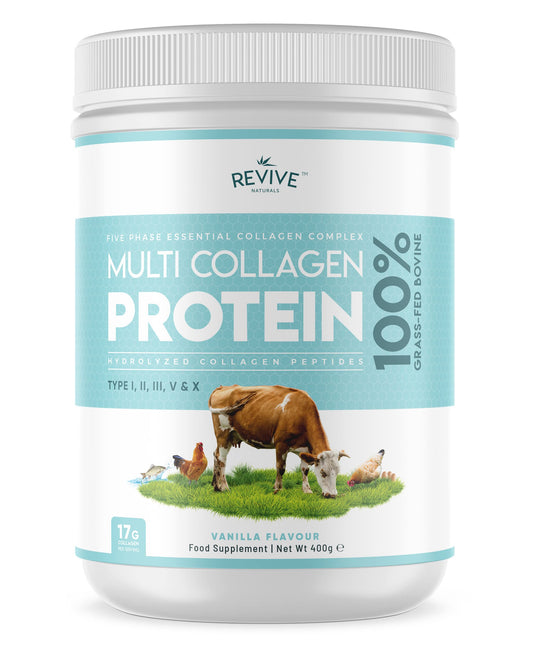 Vanilla Multi Collagen Protein Powder - 400g - Unsweetened - 5 Types of Collagen Peptides