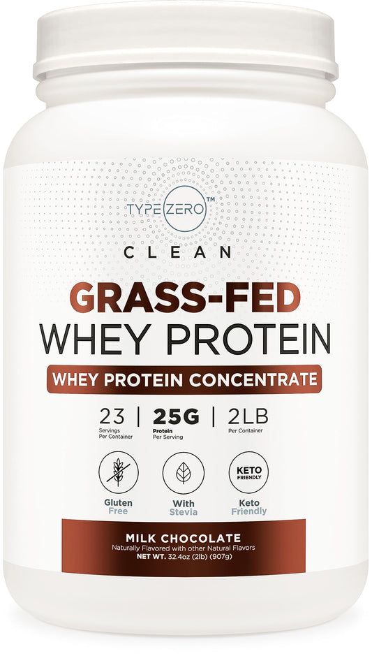 Type Zero Grass Fed Whey Protein Concentrate Powder (Chocolate, 2LBS) - Gluten Free