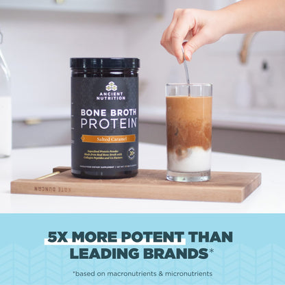 Ancient Nutrition Bone Broth Protein Powder, Salted Caramel, 19g Protein per Serving