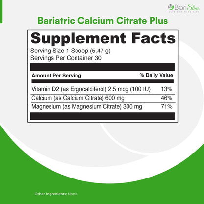 BariSlim Bariatric Calcium Citrate Plus Powder - Formulated for Patients After Weight Loss