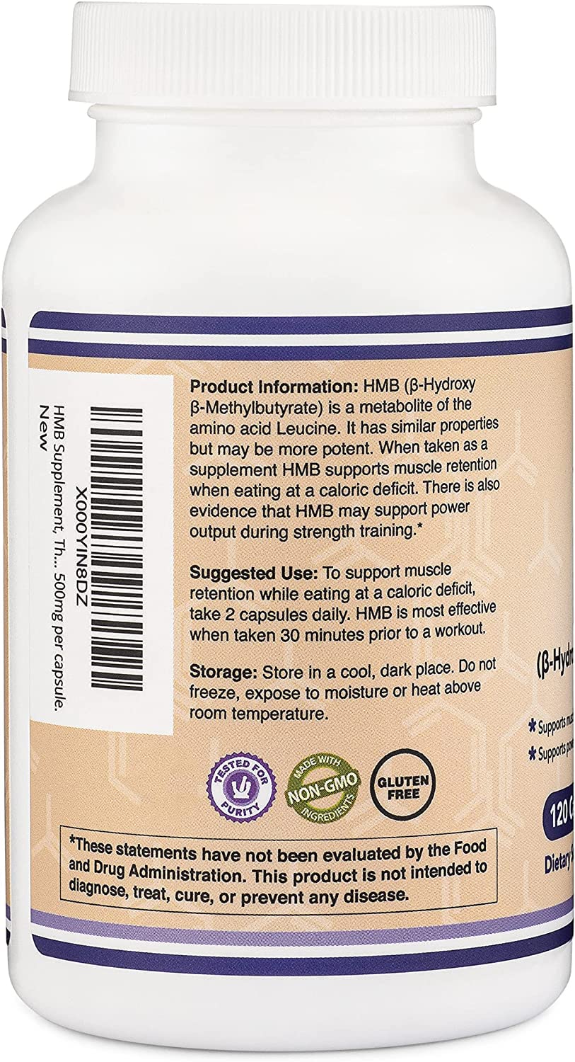 HMB Supplement, Third Party Tested, Made in USA, 120 Capsules, 1000mg per Serving