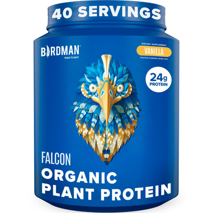 BIRDMAN Falcon Vegan Protein Powder Organic, Stevia & Sugar Free, Plant Based Protein