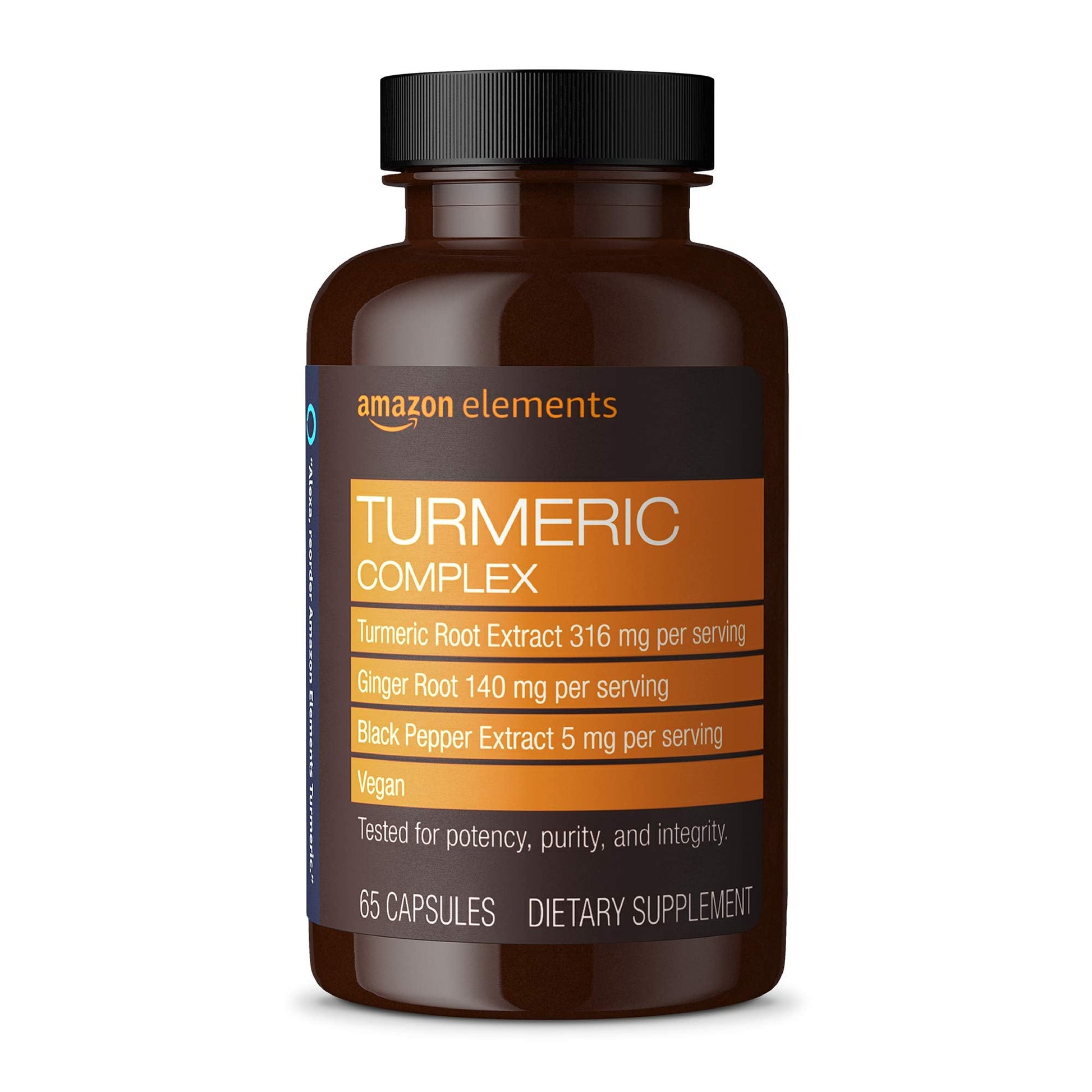 Amazon Elements Turmeric Complex, 316 mg Curcumin, 140 mg Ginger, 5 mg Black 