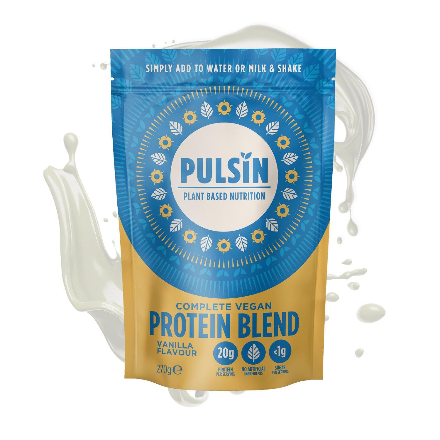 Pulsin plant based nutrition,Complete vegan protein blend,Vanilla flavour 270 g