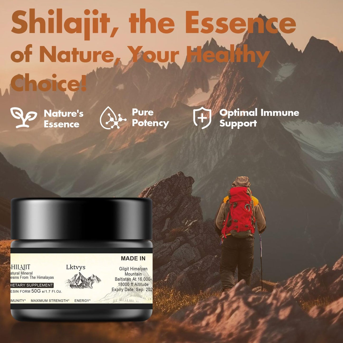 Shilajit Pure Himalayan Organic - Pure Original Shilajit, 50g(Large Volume), Enriched