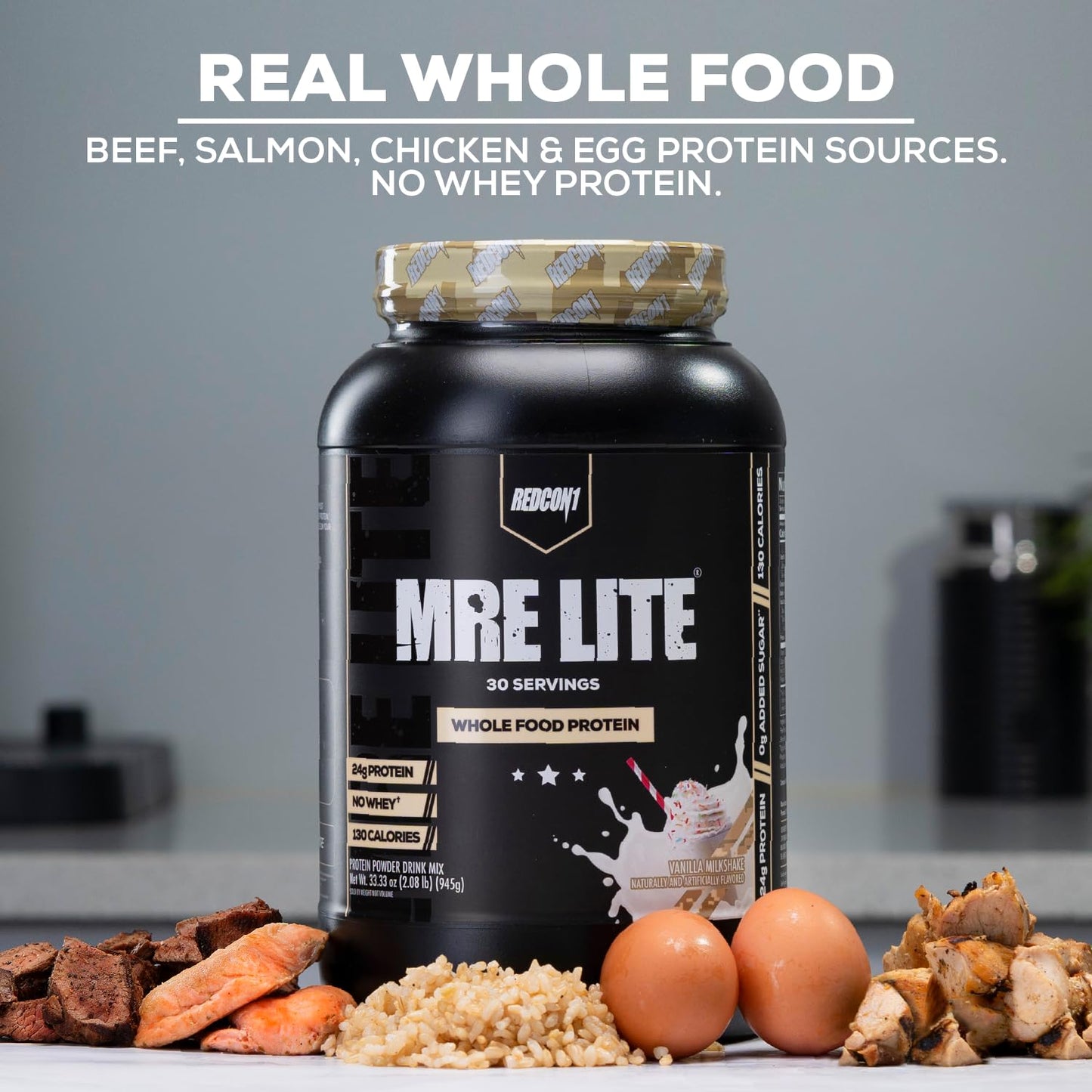 REDCON1 MRE Lite Whole Food Protein Powder, Strawberry Shortcake - Low Carb & Whey