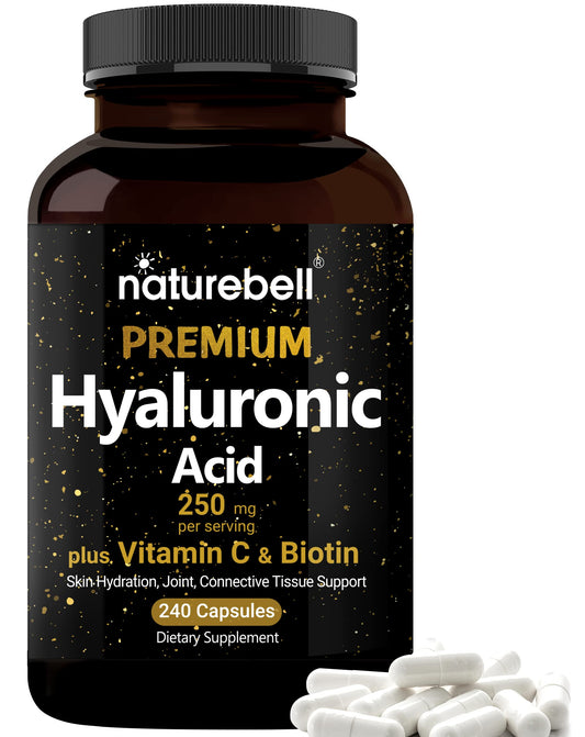 NatureBell Hyaluronic Acid Supplements 250mg | 240 Capsules, with Biotin 5000mcg 