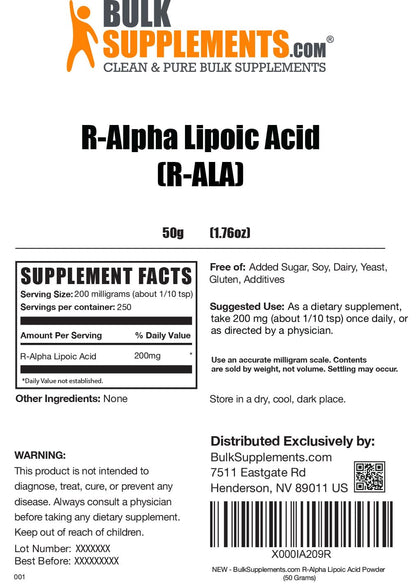 BULKSUPPLEMENTS.COM R-Alpha Lipoic Acid Powder - ALA Supplement, R Alpha Lipoic