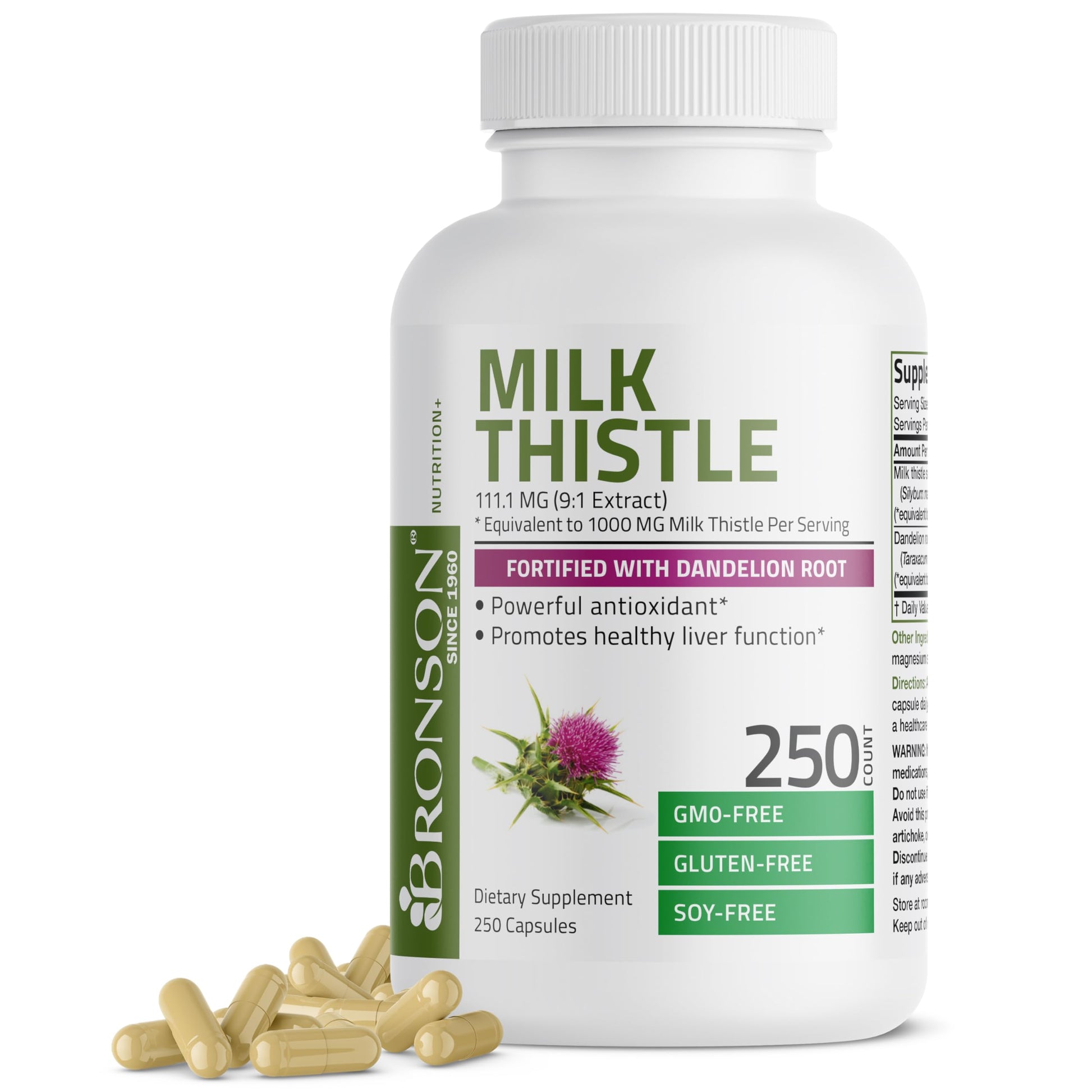 Bronson Milk Thistle Silymarin Marianum & Dandelion Root Liver Health Support