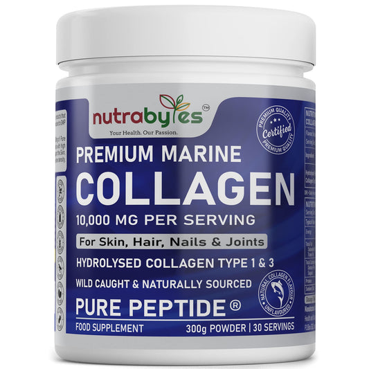 Marine Collagen Powder 10000mg Type 1 & 3 Unflavoured| Wild Caught Fish Hydrolysed Protein Peptides for Women & Men