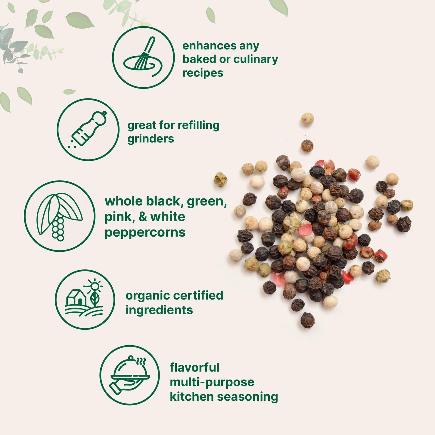 Micro Ingredients Organic Whole Rainbow Peppercorns, 2lbs | Premium Whole Peppercorns