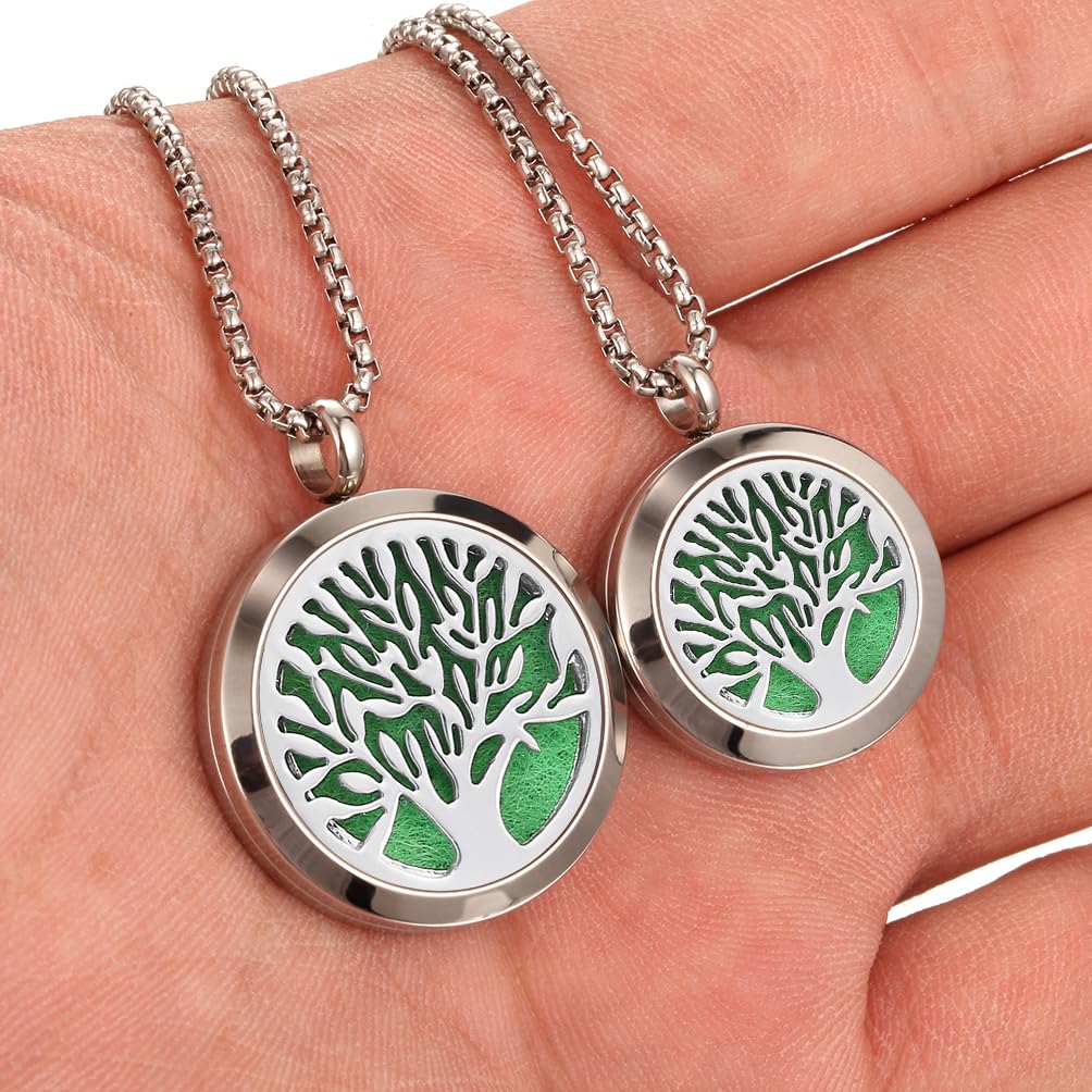 Aromatherapy Essential Oil Diffuser Necklace Tree of Life Cloud Design Stainless Steel Locket