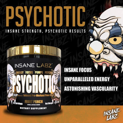 Insane Labz Psychotic Gold, High Stim Pre Workout Powder, Extreme Lasting Energy