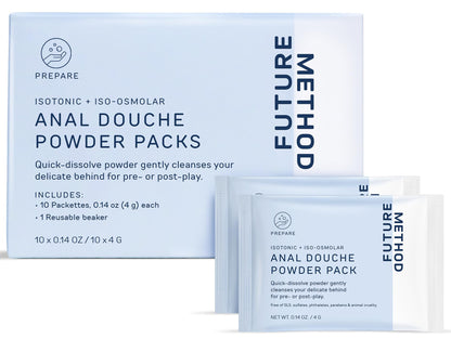 Anal Douche Powder 10 Packs with Reuseable Beaker - pH Balanced & Soothing Anal Flush Cleanser