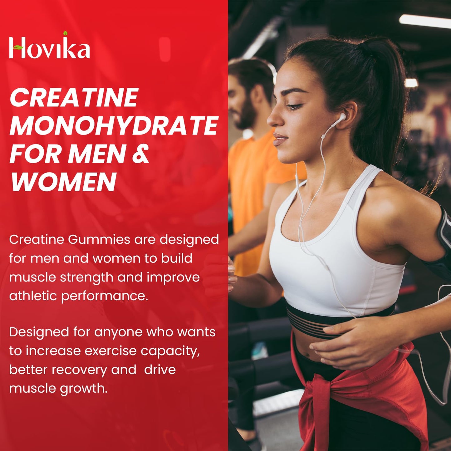 Hovika Creatine Monohydrate Gummies for Men & Women, Chewable 3g Creatine Monohy