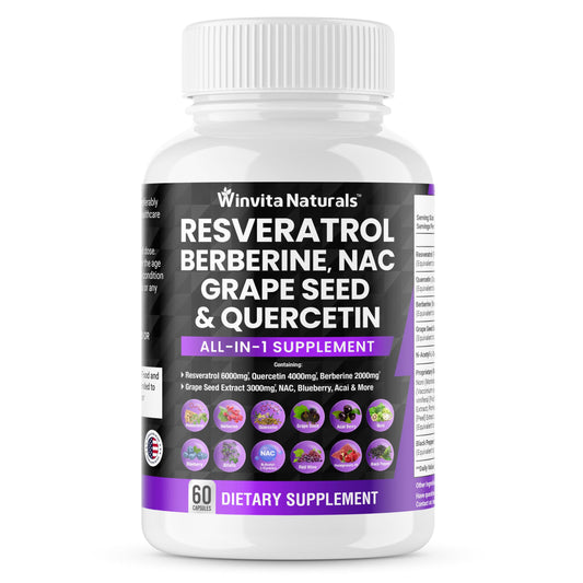 Resveratrol 6000mg Quercetin 4000mg Berberine 2000mg Grape Seed Extract 3000mg 