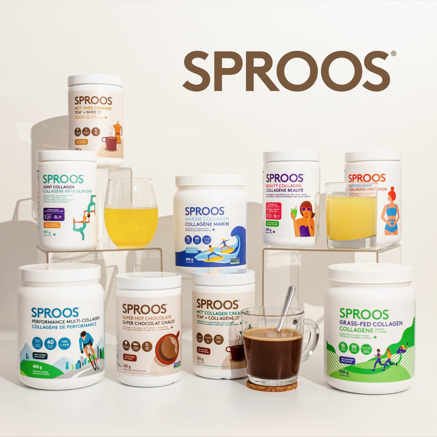 SPROOS - MCT Collagen Creamer - Beverage Powder - Hydrolised Collagen Peptides & MCT Powder - Healthy Fats