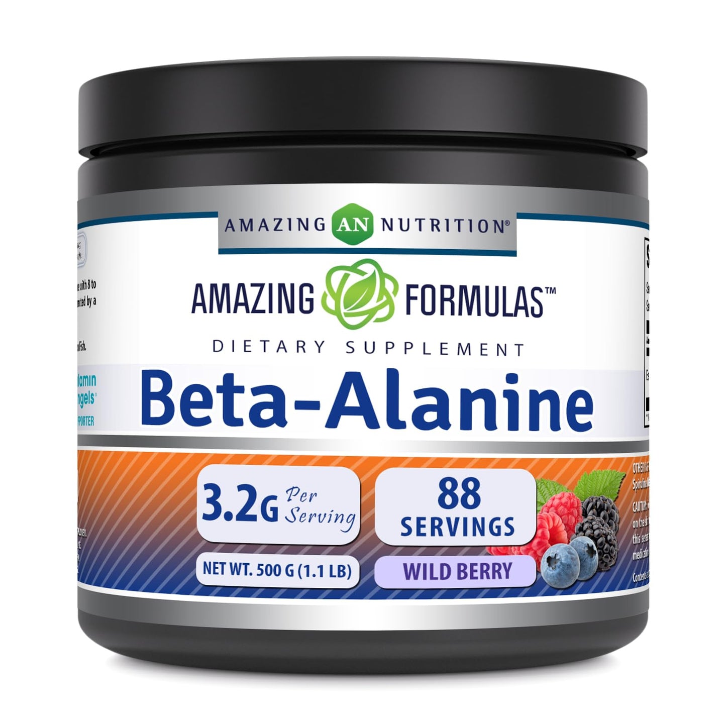 Amazing Formulas Beta Alanine 500 Grams (1.1 Lb) Powder Supplement | Wild Berry Flavor