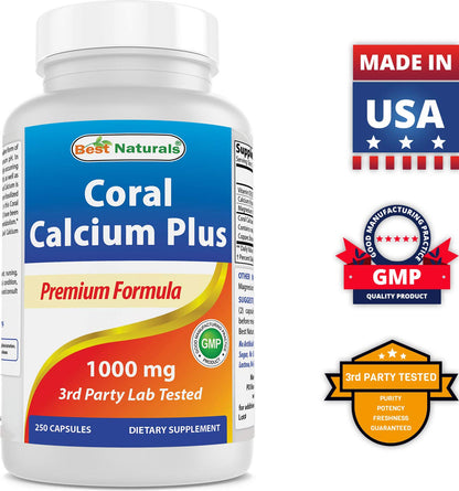 Best Naturals Coral Calcium Plus 1000 mg 250 Capsules