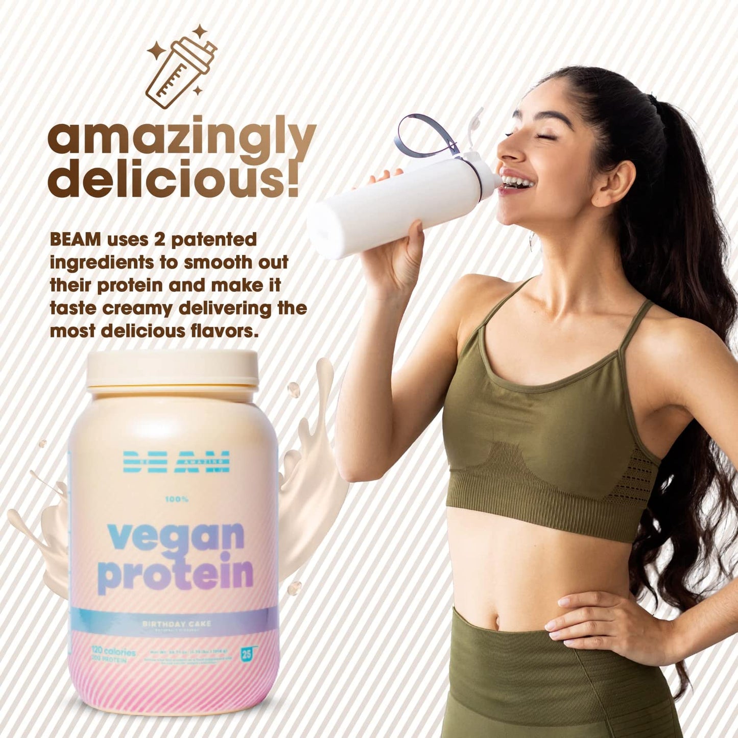 BEAM Be Amazing Vegan Protein Powder | 20g Plant-Based Protein with Prebiotics Fibers