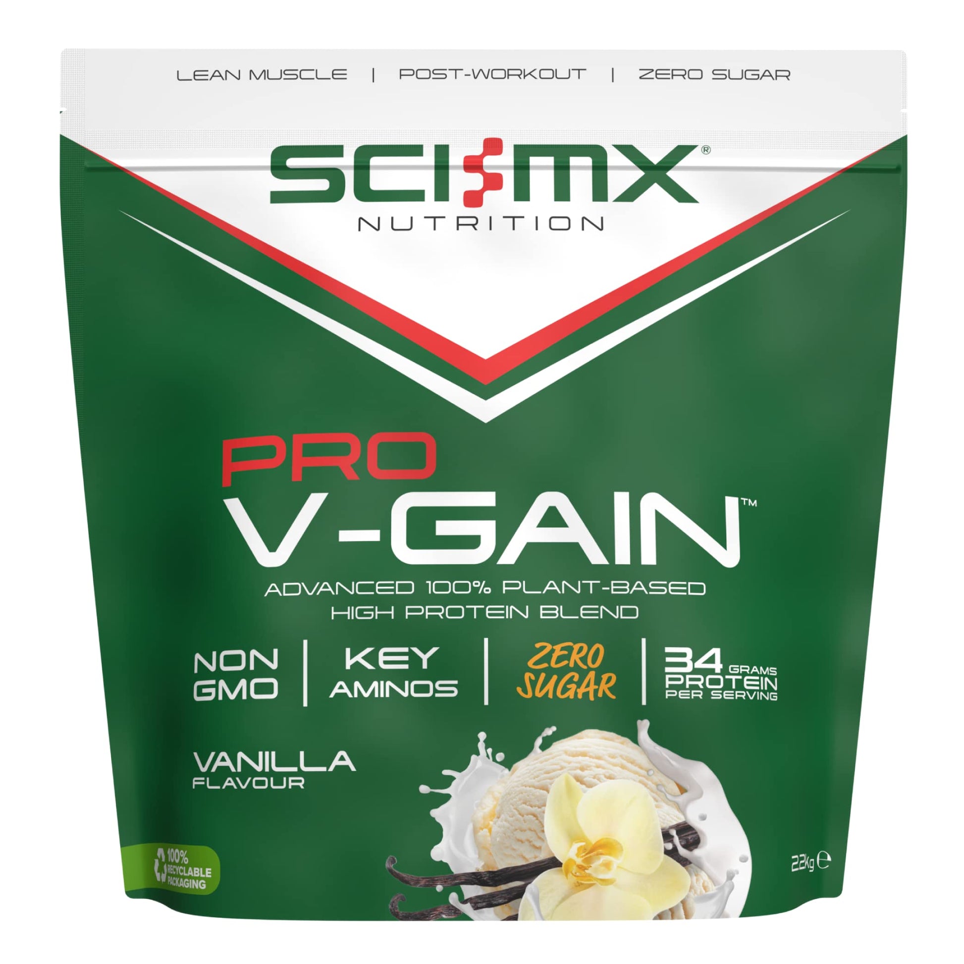 SCI-MX Pro-V Gain - 100% Vegan Vanilla Flavour Soy Protein Powder Isolate + B12 + Magnesium 