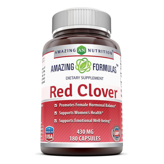 Amazing Formulas Red Clover Dietary Supplement with 430mg Red Clover Blossoms Herb Extract for Relief