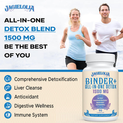 All-In-One Detox Binder Supplement 1500 MG - High Bioavailability, Liver Gut Detox Cleanse