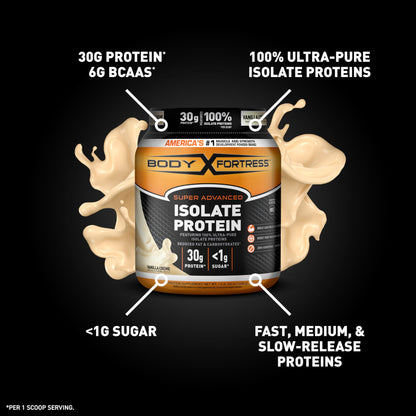 Body Fortress Super Advanced Isolate Protein Powder, Gluten Free, Vanilla Creme Flavored