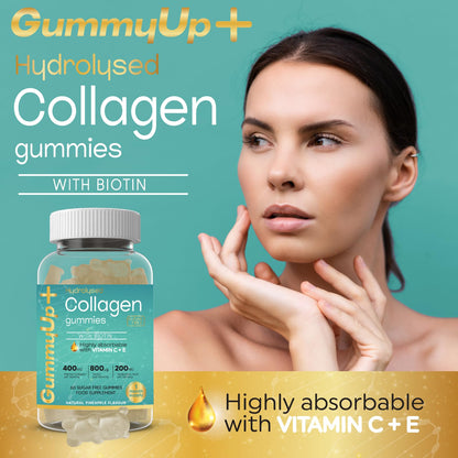 Hydrolysed Collagen Gummies with Biotin, 60 Sugar Free Natural Pineapple Flavoured Gummies