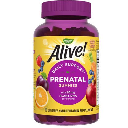 Nature's Way Alive! Prenatal Gummies with DHA, Supports Baby's Eye and Brain Development