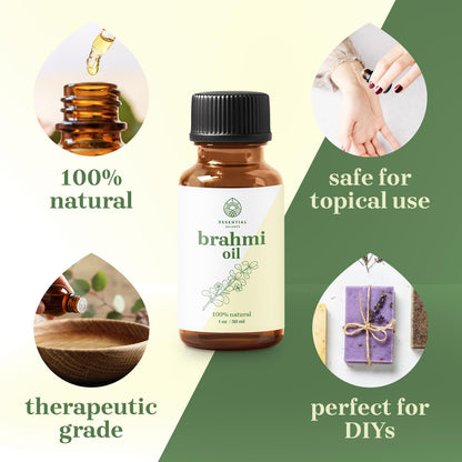 Essential Delights Brahmi Oil - Premium Undiluted Carrier Oil (1 oz) | for Skin, Face, Body, Hair Revitalization
