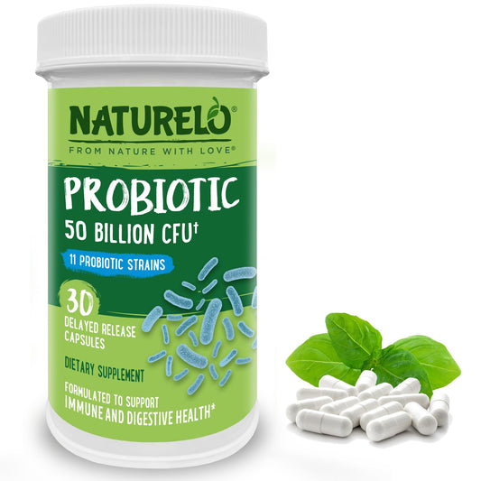 NATURELO Probiotic Supplement - 50 Billion CFU - 11 Strains - One Daily - Helps Support