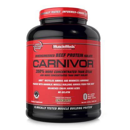 MuscleMeds, Carnivor Beef Protein Isolate Powder 56 Servings, Chocolate, 72 Ounce