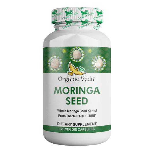 Organic Veda Moringa Seed Capsules - Pure Organic Moringa Capsules Seed Powder 